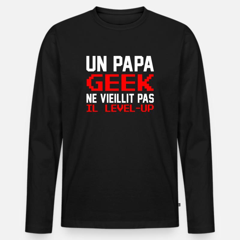 Papa Geek - Men's Premium Organic Long Sleeve Shirt - black