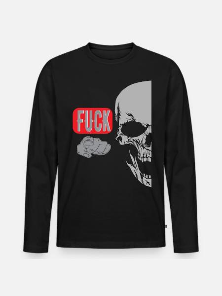 Index Finger Saying Skull - Men's Premium Organic Long Sleeve Shirt - black