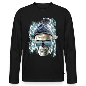 Bavarian skull - Männer Premium Bio Langarmshirt - Schwarz - Vorne - Nico (187cm)