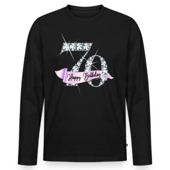 Happy Birthday 70. Geburtstag Geschenk Diamanten - Männer Premium Bio Langarmshirt - Schwarz - Vorne - Nico (187cm)