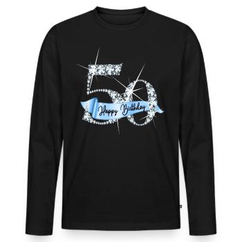 Happy Birthday 50th Birthday Gift Diamond Glamour - Men's Premium Organic Long Sleeve Shirt - black - Front - Nico (187cm)