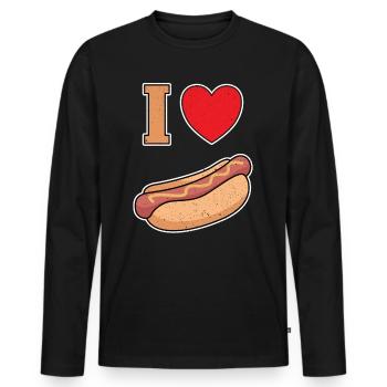Ich Liebe Bockwurst mit Senf - Männer Premium Bio Langarmshirt - Schwarz - Vorne - Nico (187cm)