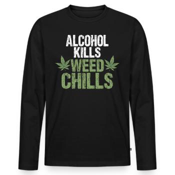 L’alcool tue les frissons du cannabis - T-shirt manches longues Premium bio Homme - noir - Devant - Nico (187cm)