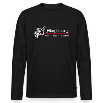 Magdeburg Ehre Stolz Tradition - Fussball - Männer Premium Bio Langarmshirt - Schwarz - Vorne - Nico (187cm)