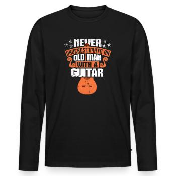 Never underestimate an old man with a guitar Musik - Männer Premium Bio Langarmshirt - Schwarz - Vorne - Nico (187cm)