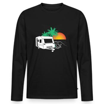 Wohnwagen Relax Ausflug - Männer Premium Bio Langarmshirt - Schwarz - Vorne - Nico (187cm)