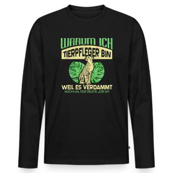 Warum ich Tierpfleger bin weil der Job geil ist - Männer Premium Bio Langarmshirt - Schwarz - Vorne - Nico (187cm)