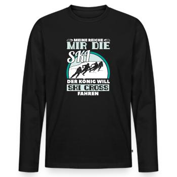 Der König will Ski Cross fahren Spruch Geschenk - Männer Premium Bio Langarmshirt - Schwarz - Vorne - Nico (187cm)