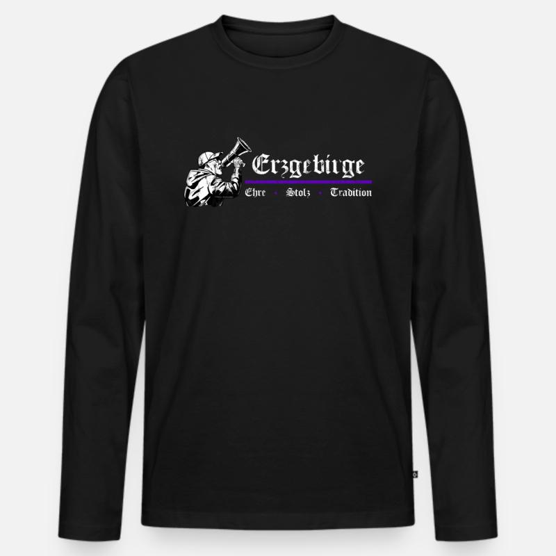 Erzgebirge Ehre Stolz Tradition - Männer Premium Bio Langarmshirt - Schwarz
