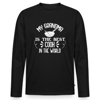 My Grandma is the best cook in the world Geschenk - Männer Premium Bio Langarmshirt - Schwarz - Vorne - Nico (187cm)