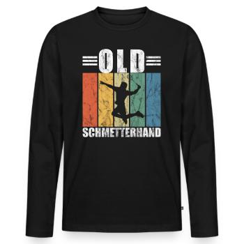 Old Schmetterhand Badminton Lustiger Spruch Sport - Männer Premium Bio Langarmshirt - Schwarz - Vorne - Nico (187cm)