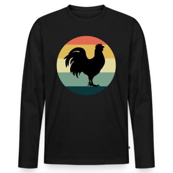 Chicken Lover Poultry Farmer Farming Vintage Retro - Men's Premium Organic Long Sleeve Shirt - black - Front - Nico (187cm)