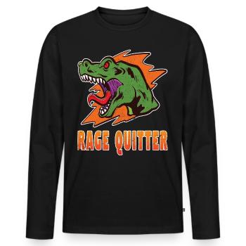 Gamer Rage Quit Dinosaurier - Männer Premium Bio Langarmshirt - Schwarz - Vorne - Nico (187cm)