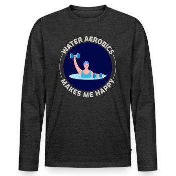 Aquagym Fitness aquatique Aqua Exercice - T-shirt manches longues Premium bio Homme - anthracite chiné - Devant - Nico (187cm)