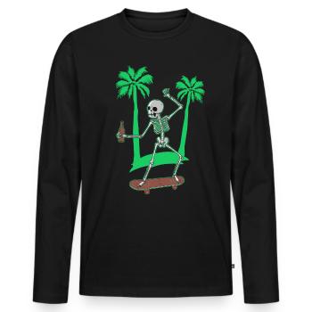Skateboarding Skeleton Skater Palms and Beer - Men's Premium Organic Long Sleeve Shirt - black - Front - Nico (187cm)