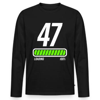 47 ans 47e anniversaire cadeau - T-shirt manches longues Premium bio Homme - noir - Devant - Nico (187cm)