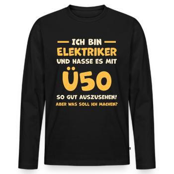 Elektriker Elektroniker Geschenkidee - Männer Premium Bio Langarmshirt - Schwarz - Vorne - Nico (187cm)