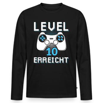 Level 10 Erreicht Gamer - Männer Premium Bio Langarmshirt - Schwarz - Vorne - Nico (187cm)