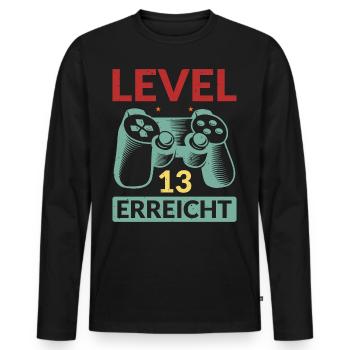 Level 13 Erreicht Gamer - Männer Premium Bio Langarmshirt - Schwarz - Vorne - Nico (187cm)