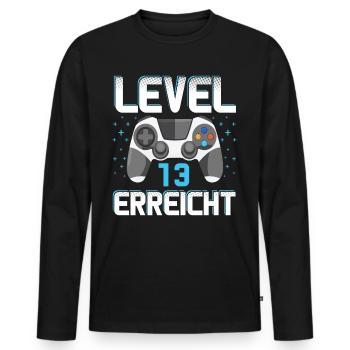 Level 13 Erreicht Gamer - Männer Premium Bio Langarmshirt - Schwarz - Vorne - Nico (187cm)