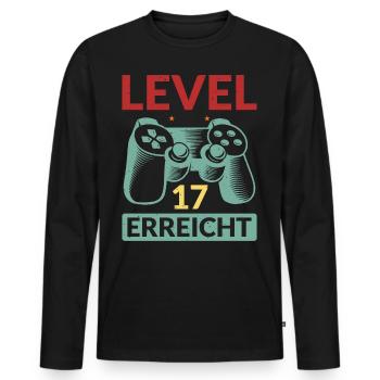 Level 17 Erreicht Gamer - Männer Premium Bio Langarmshirt - Schwarz - Vorne - Nico (187cm)