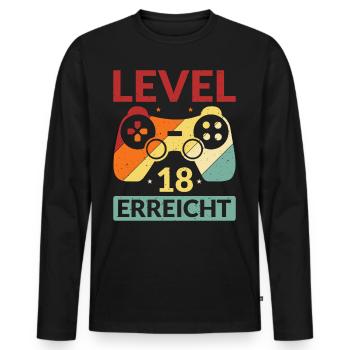 Level 18 Erreicht Gamer - Männer Premium Bio Langarmshirt - Schwarz - Vorne - Nico (187cm)