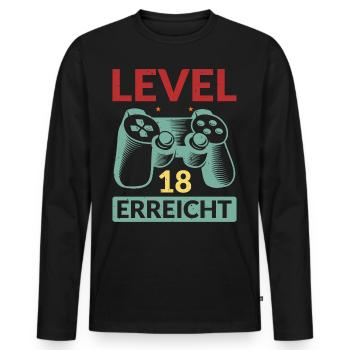 Level 18 Erreicht Gamer - Männer Premium Bio Langarmshirt - Schwarz - Vorne - Nico (187cm)
