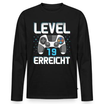 Level 19 Erreicht Gamer - Männer Premium Bio Langarmshirt - Schwarz - Vorne - Nico (187cm)