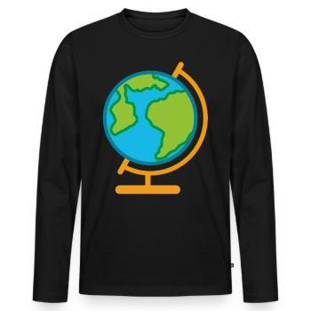 Globe Géographie du monde - T-shirt manches longues Premium bio Homme - noir - Devant - Nico (187cm)