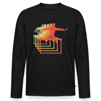 Hurdles Hurdling Hurdler Running Runner Athletes - Men's Premium Organic Long Sleeve Shirt - black - Front - Nico (187cm)