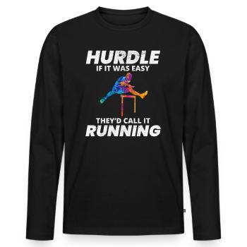 Hurdles Hurdling Hurdler Running Runner Athletes - Men's Premium Organic Long Sleeve Shirt - black - Front - Nico (187cm)