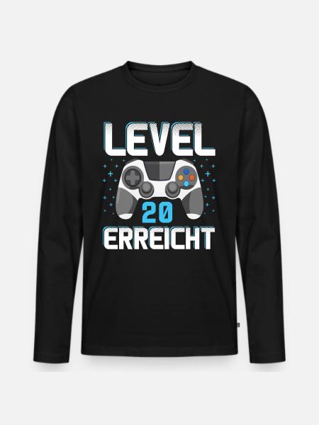 Level 20 Erreicht Gamer - Männer Premium Bio Langarmshirt - Schwarz