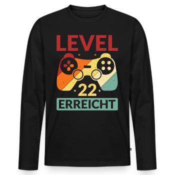 Level 22 Erreicht Gamer - Männer Premium Bio Langarmshirt - Schwarz - Vorne - Nico (187cm)