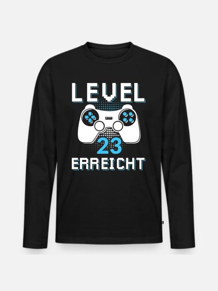 Level 23 Erreicht Gamer - Männer Premium Bio Langarmshirt - Schwarz