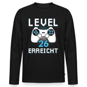 Level 26 Erreicht Gamer - Männer Premium Bio Langarmshirt - Schwarz - Vorne - Nico (187cm)