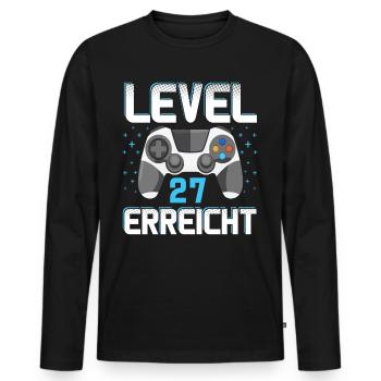 Level 27 Erreicht Gamer - Männer Premium Bio Langarmshirt - Schwarz - Vorne - Nico (187cm)