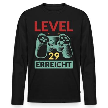 Level 29 Erreicht Gamer - Männer Premium Bio Langarmshirt - Schwarz - Vorne - Nico (187cm)