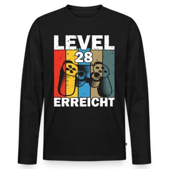 Level 28 Erreicht Gamer - Männer Premium Bio Langarmshirt - Schwarz - Vorne - Nico (187cm)