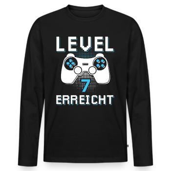 Level 7 Erreicht Gamer - Männer Premium Bio Langarmshirt - Schwarz - Vorne - Nico (187cm)