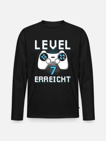 Level 7 Erreicht Gamer - Männer Premium Bio Langarmshirt - Schwarz