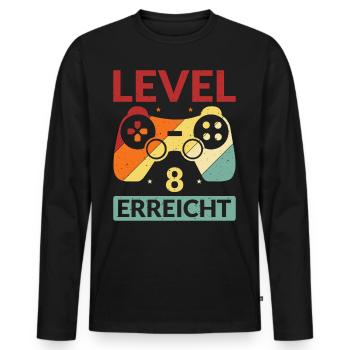 Level 8 Erreicht Gamer - Männer Premium Bio Langarmshirt - Schwarz - Vorne - Nico (187cm)