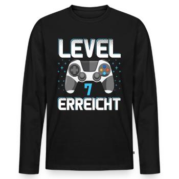 Level 7 Erreicht Gamer - Männer Premium Bio Langarmshirt - Schwarz - Vorne - Nico (187cm)