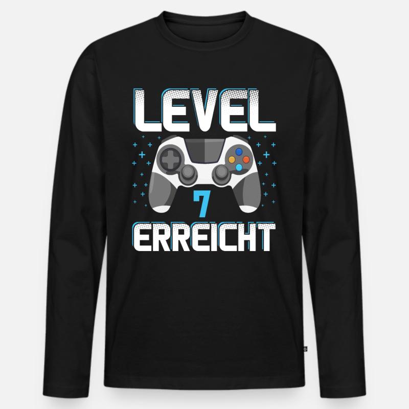 Level 7 Erreicht Gamer - Männer Premium Bio Langarmshirt - Schwarz