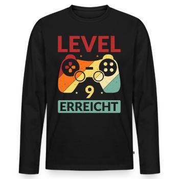 Level 9 Erreicht Gamer - Männer Premium Bio Langarmshirt - Schwarz - Vorne - Nico (187cm)