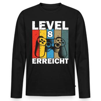 Level 8 Erreicht Gamer - Männer Premium Bio Langarmshirt - Schwarz - Vorne - Nico (187cm)