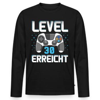 Level 30 Erreicht Gamer - Männer Premium Bio Langarmshirt - Schwarz - Vorne - Nico (187cm)