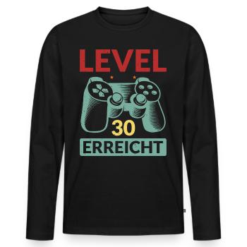 Level 30 Erreicht Gamer - Männer Premium Bio Langarmshirt - Schwarz - Vorne - Nico (187cm)