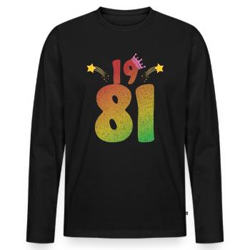 1981 geboren LGBT Geburtstagsgeschenk - Männer Premium Bio Langarmshirt - Schwarz - Vorne - Nico (187cm)
