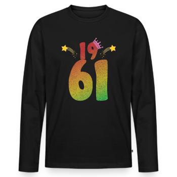 1961 geboren LGBT Geburtstagsgeschenk - Männer Premium Bio Langarmshirt - Schwarz - Vorne - Nico (187cm)