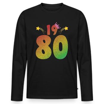 LGBT Geburtstag mit Krone 1980 - Männer Premium Bio Langarmshirt - Schwarz - Vorne - Nico (187cm)